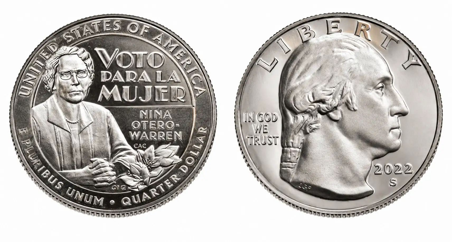 the Voto Para La Mujer quarter with strong metallic reflections