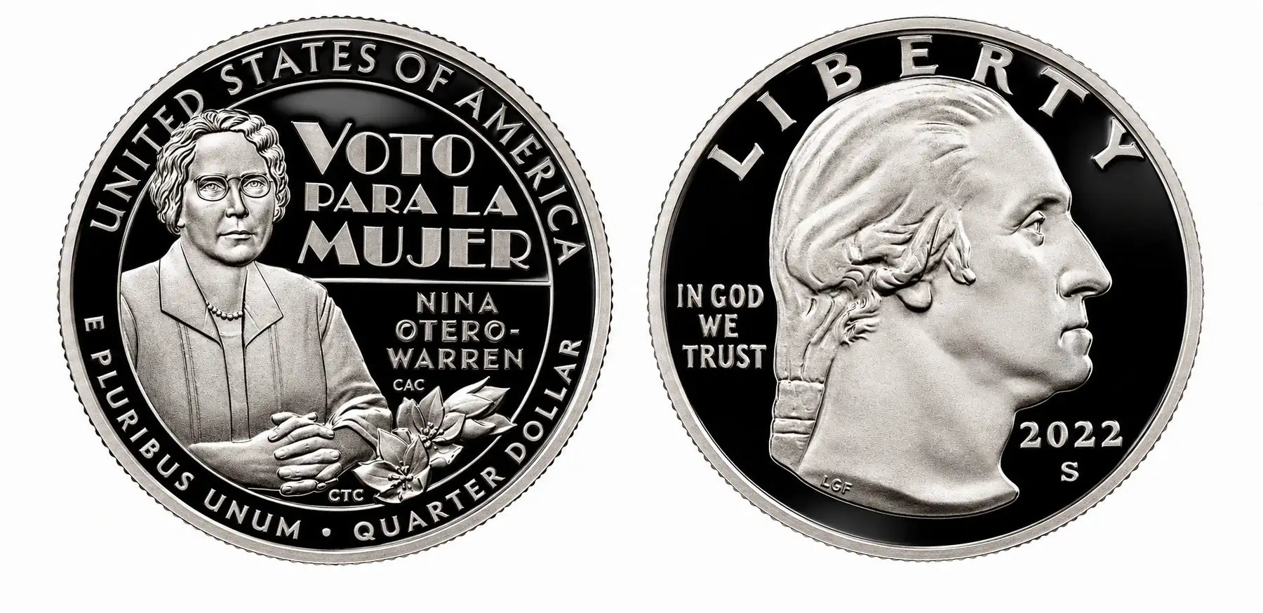 a proof-like Voto Para La Mujer quarter